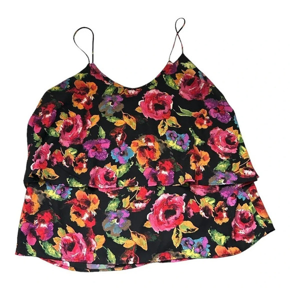 Paper Crane Women's Floral Layered Spaghetti Strap Blouse Size Large - Picture 1 of 6